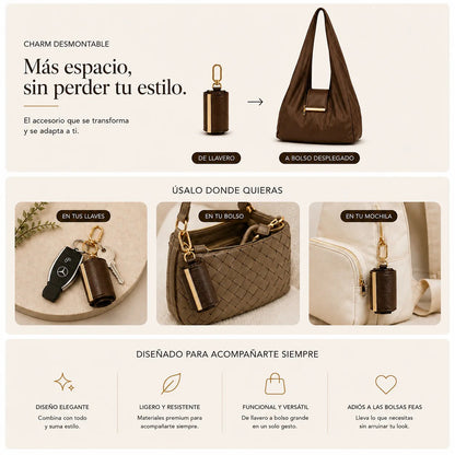 Varelli Charm Transformable Bag – Stylish Vegan Leather Tote & Keychain Charm