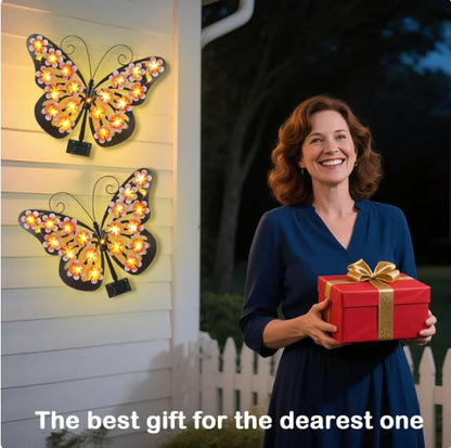 Solar Lights Outdoor Metal Butterfly Wall Decor