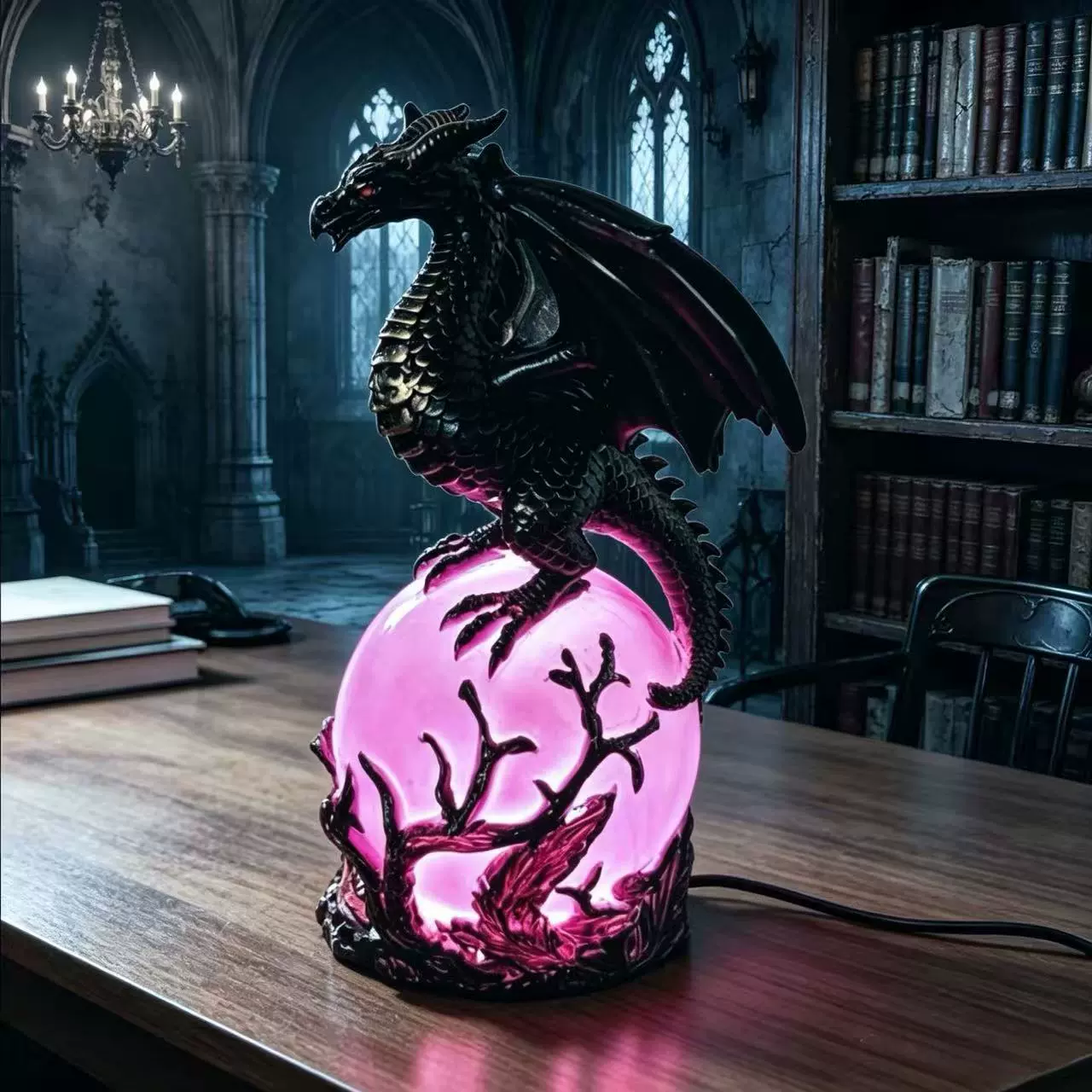 Gothic Dragon Orb Lamp – Mystical LED Table Light for Fantasy Room Decor