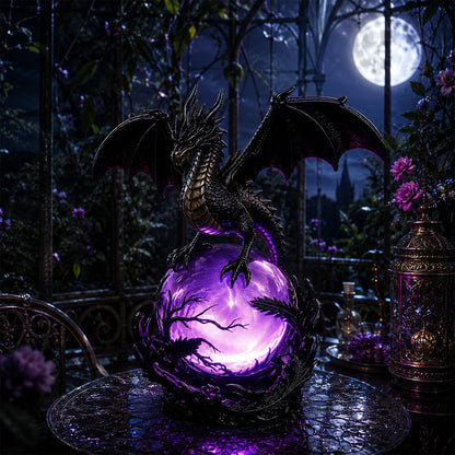 Gothic Dragon Orb Lamp – Mystical LED Table Light for Fantasy Room Decor