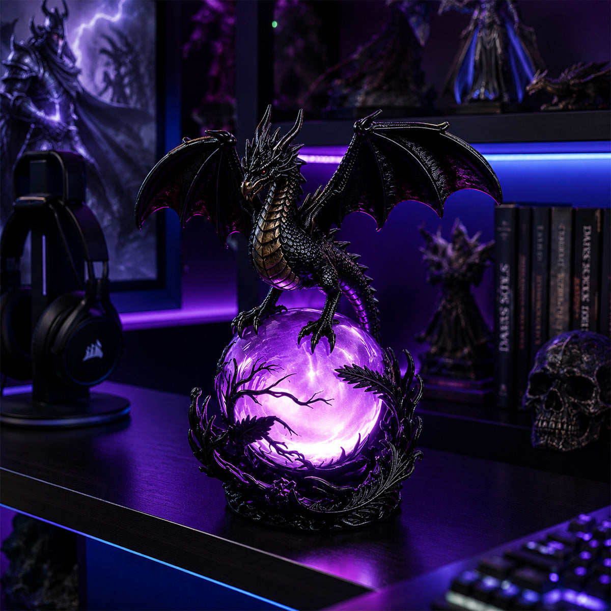 Gothic Dragon Orb Lamp – Mystical LED Table Light for Fantasy Room Decor