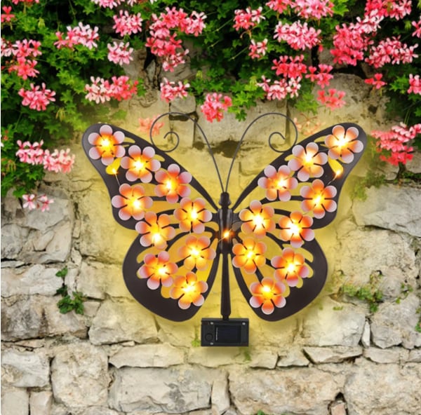 Solar Lights Outdoor Metal Butterfly Wall Decor