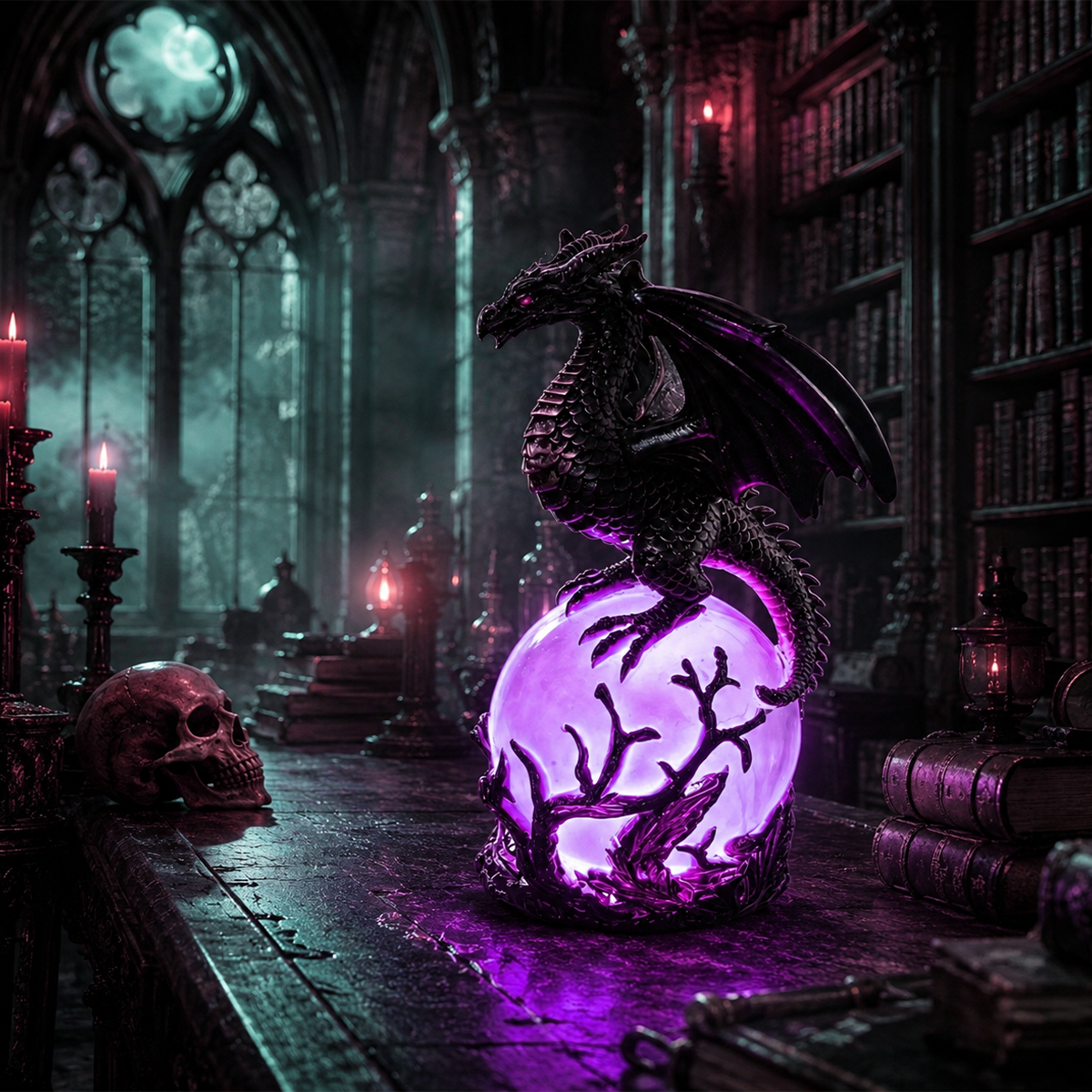 Gothic Dragon Orb Lamp – Mystical LED Table Light for Fantasy Room Decor