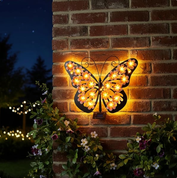Solar Lights Outdoor Metal Butterfly Wall Decor